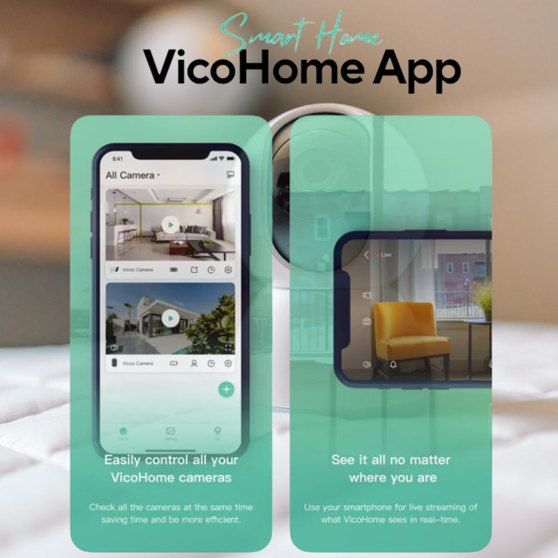 Vicohome X11 3K Security Camera Indoor – 360° Rotating Wifi Camera, Smart Motion gallery