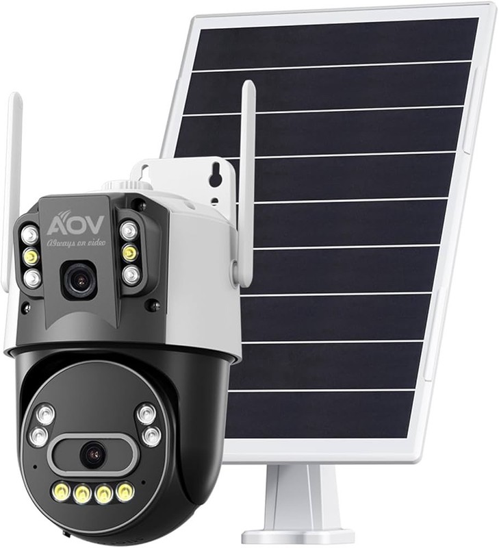 Solar AOV Dual Lens PTZ Security Camera, 6MP(3MP+3MP) Outdoor WiFi Camera