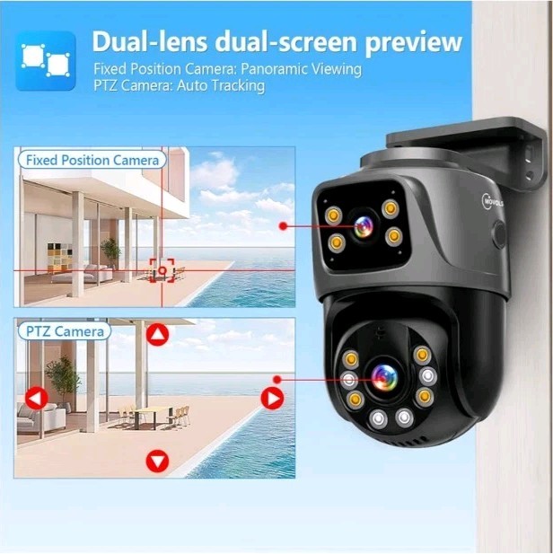 MOVOLS Dual Lens Outdoor PTZ Security Camera - Smart Home Night Vision CCTV gallery