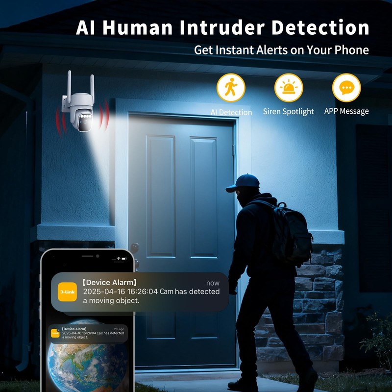 Outdoor Wireless Solar Security Camera 360° | IP65 Weatherproof, Color Night Vis gallery