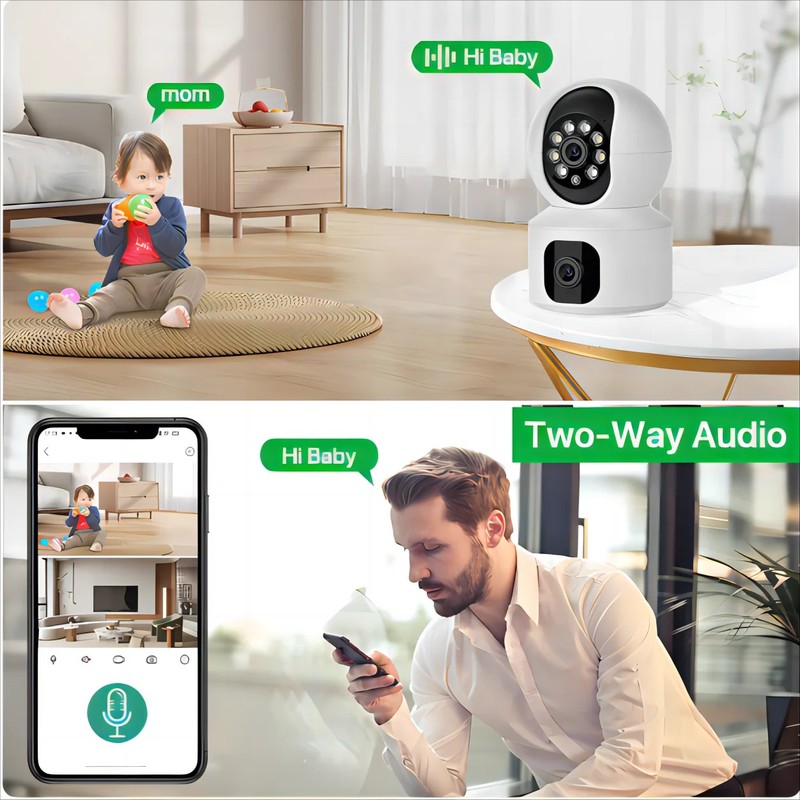 8MP WiFi IP Camera Dual Lens Monitor, Night Vision, Auto Tracking, Tuya App gallery