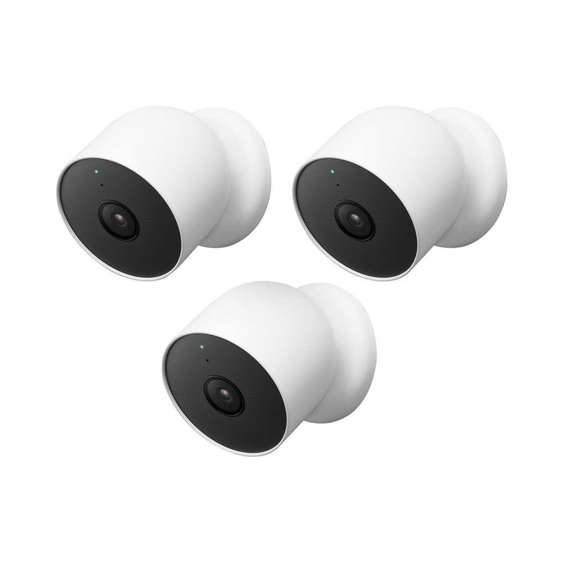 Google Nest 1080p Indoor/Outdoor Battery-Operated Security Camera 2nd Gen – 3PK