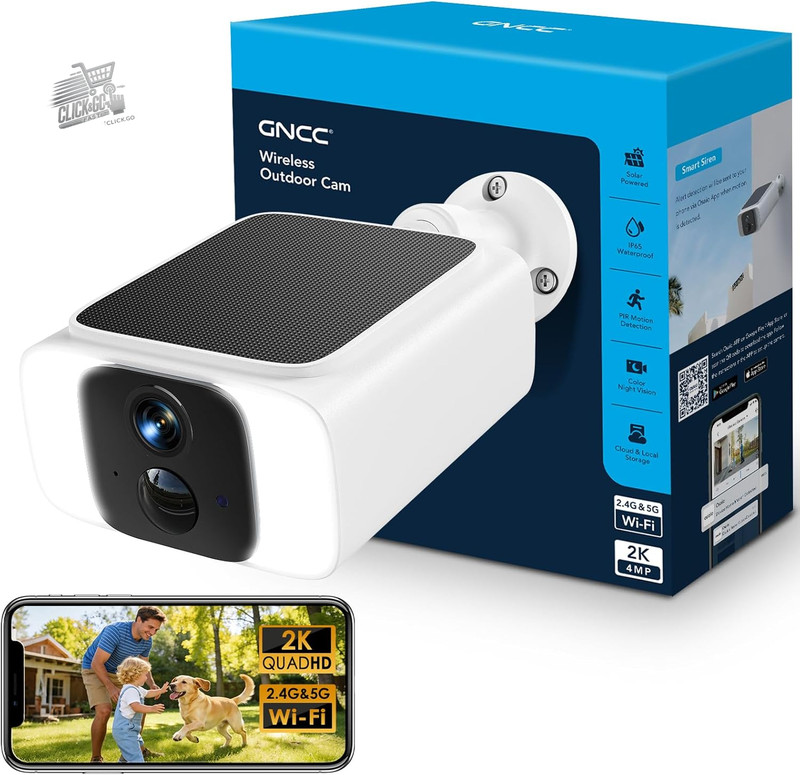 Outdoor Wi-Fi Camera Solar Panel Wireless Battery 2K Surveillance