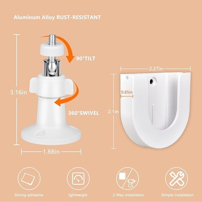 2-Pack Adjustable Adhesive Wall Mount for Arlo Pro/Ultra, Ring, eufyCam gallery