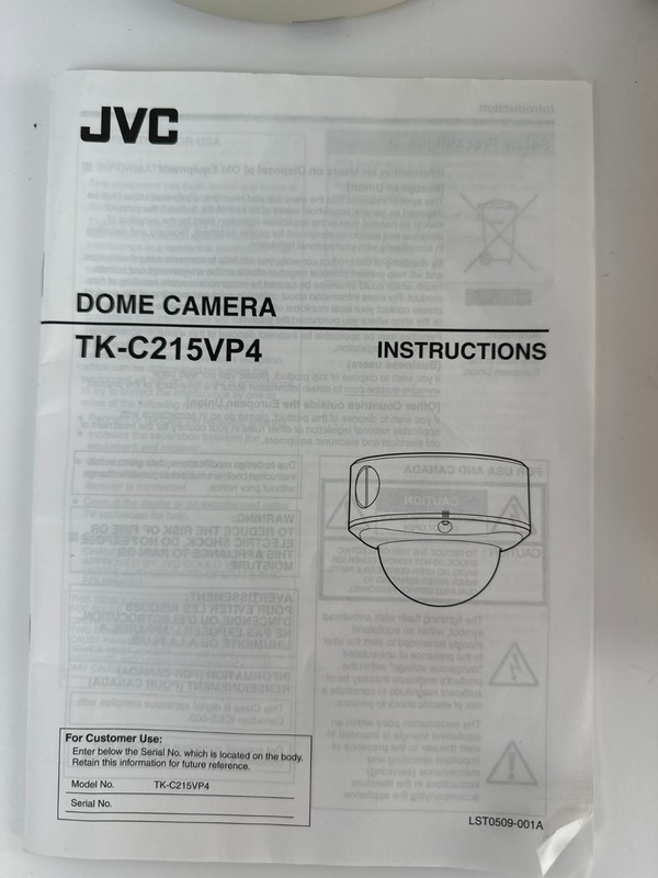 JVC TK C215VP4U Dome Security Camera 540TVL CCTV New gallery