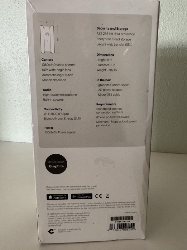 Canary View Smart Security Camera 1080p HD Motion Alerts - New Sealed gallery