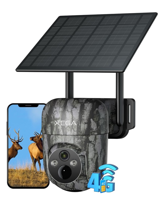 4G Cellular Solar Powered Wildlife Camera with SIM Card, 2K Trail Camera Outd…