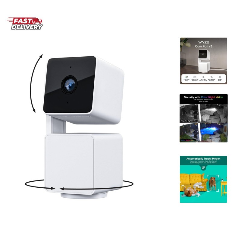 Cam Pan v3, Indoor/Outdoor 1080p Pan/Tilt/Zoom Wi-Fi Smart Home Security Cam…