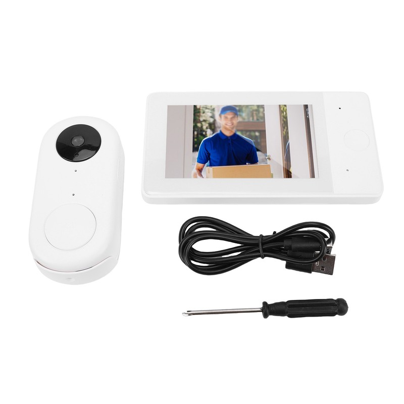 Wireless Doorbell Camera 4.3 Inch Display Rechargeable Battery For Home YBZU