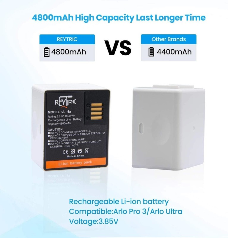 High Capacity Arlo Camera Batteries 4800mAh 2-Pack + Charger gallery