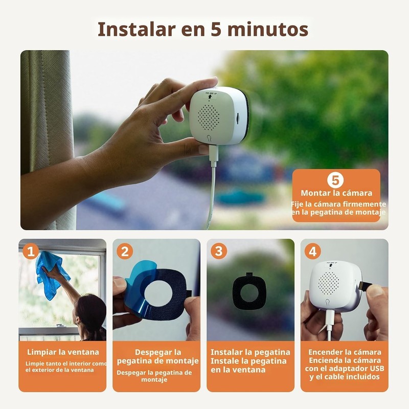 Girafit Window Security Camera White 3MP 2K AI Motion Color Night Vision 2-Pack gallery