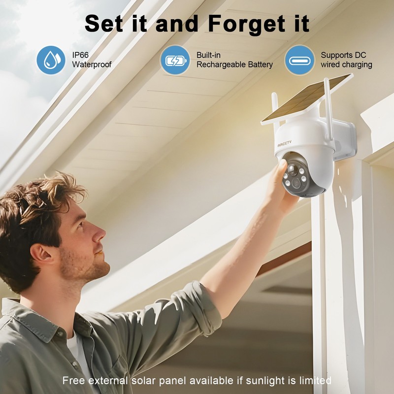 ARCCTV Wireless Outdoor Security Camera System Solar Battery Powered 2 Way Audio gallery