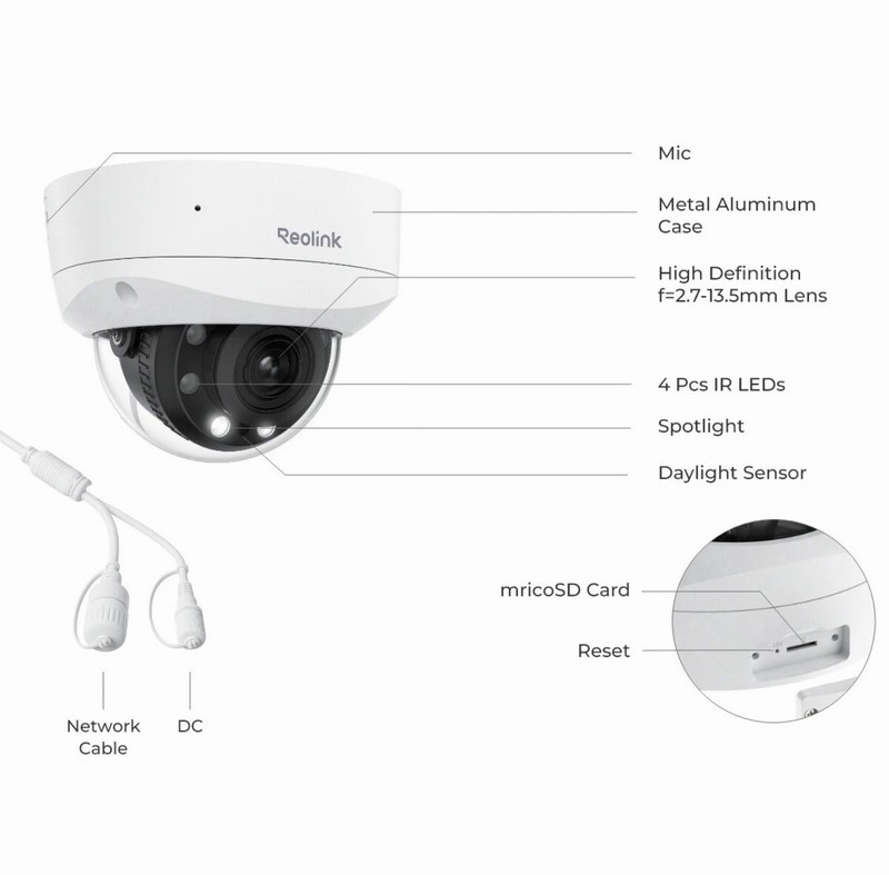 Reolink RLC-843A 8MP PoE Outdoor IP Camera Color Night Vision IK10 Vandalproof gallery