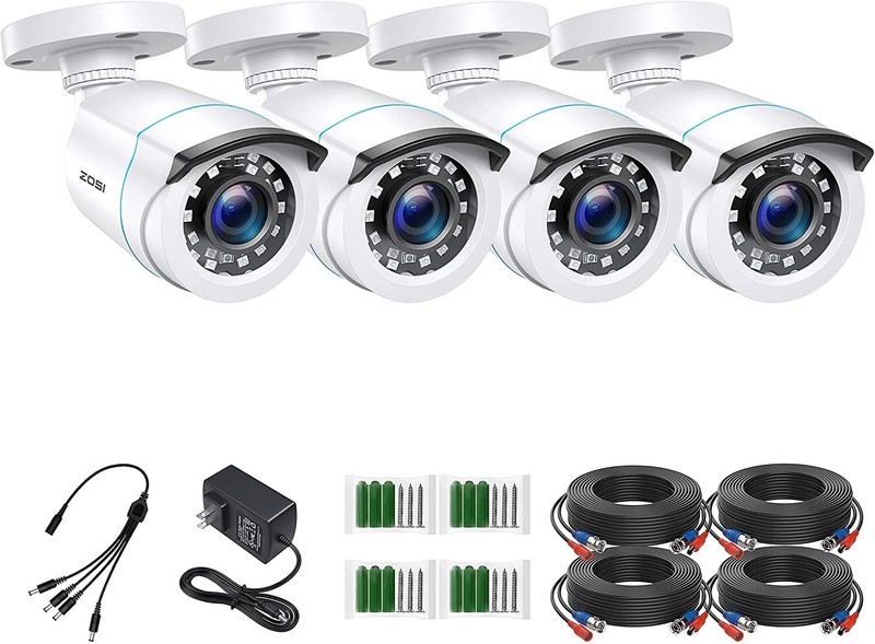 ZOSI 4-pack 1080P HD-TVI Home Security Cameras Outdoor Indoor 80ft Night Vision