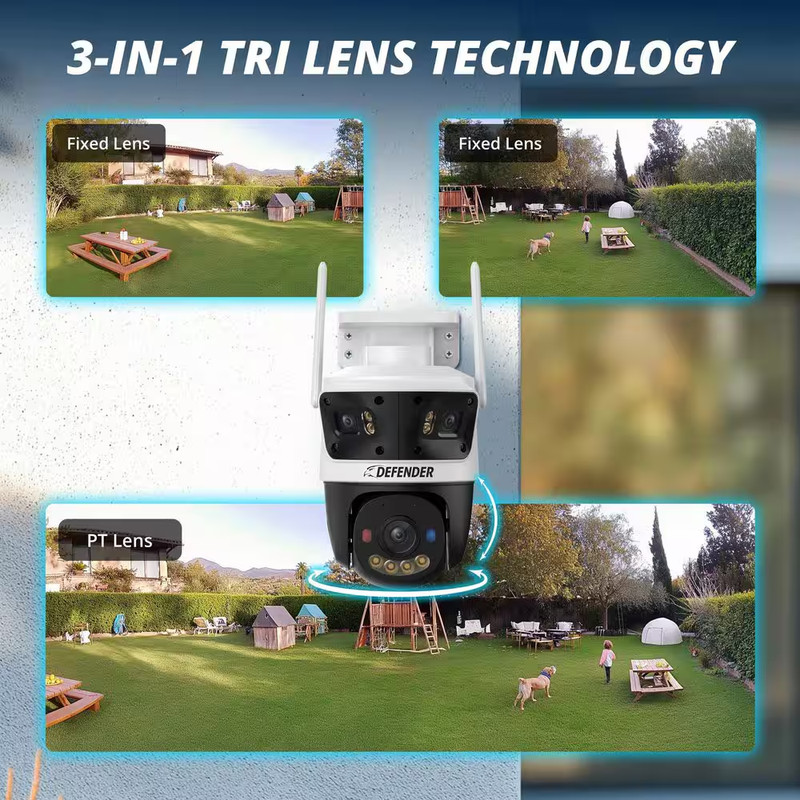 AI POWERED 3K+ Guard WIFI Tri-Lens PTZ Plug-In Security Camera, 4 Pc gallery