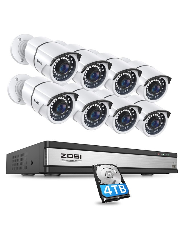 ZOSI 16CH H.265+ 4K NVR 5MP PoE Security 24/7 Recording Camera System 4TB HDD gallery