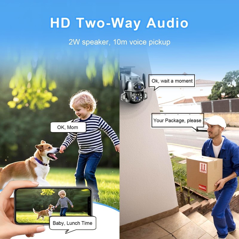 10K 20MP Outdoor Security Camera CCTV 10X Zoom 4 Lens PTZ WiFi Camera +64GB Card gallery