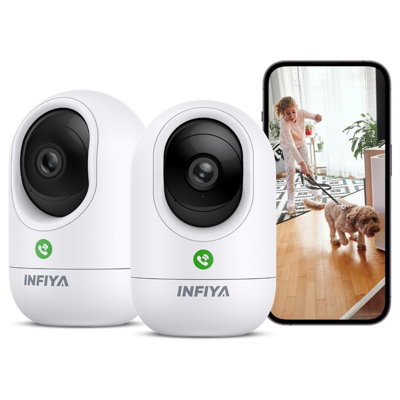 2K Indoor Camera-One-Touch Call Baby/Elderly Monitor Pet Camera 360° PTZ & In…