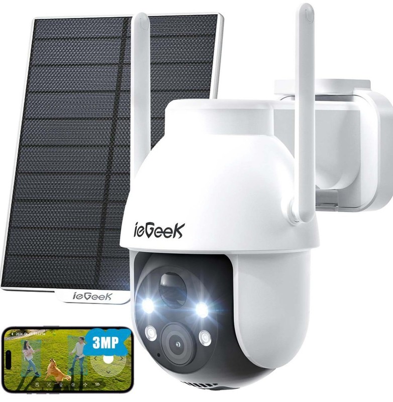 2K Home Security Camera System Solar Panel 360°PTZ 2K Wireless Outdoor Audio