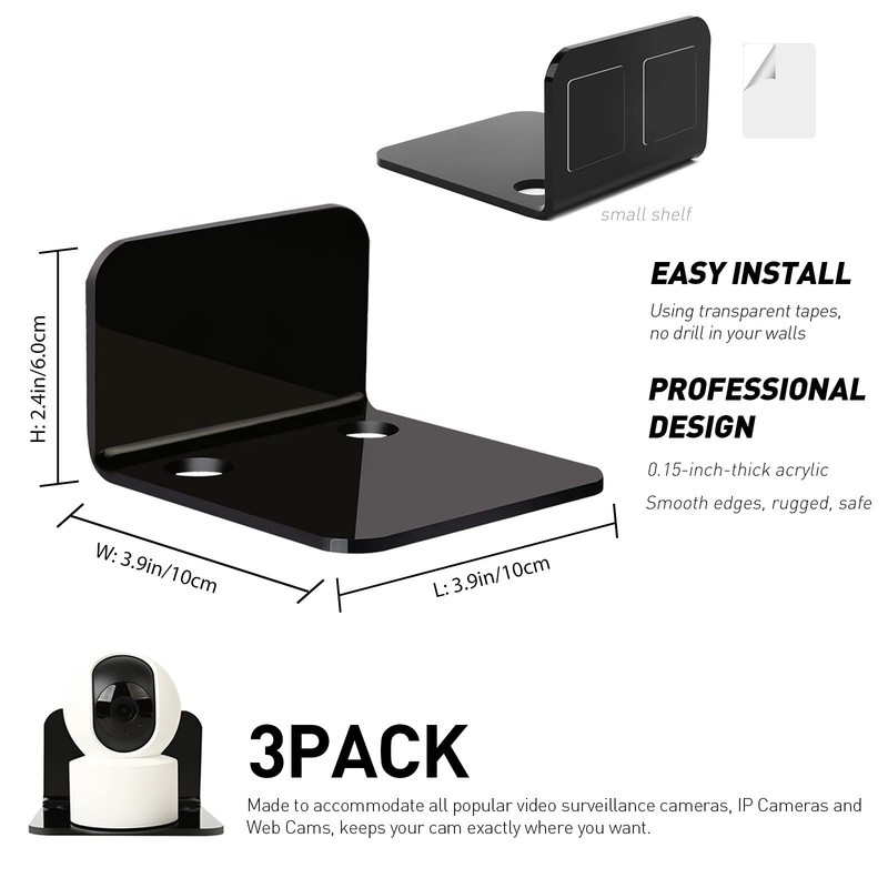 Acrylic Floating Wall Shelves Set of 3, Drill Free with10 Piece Strong Tapes ... gallery
