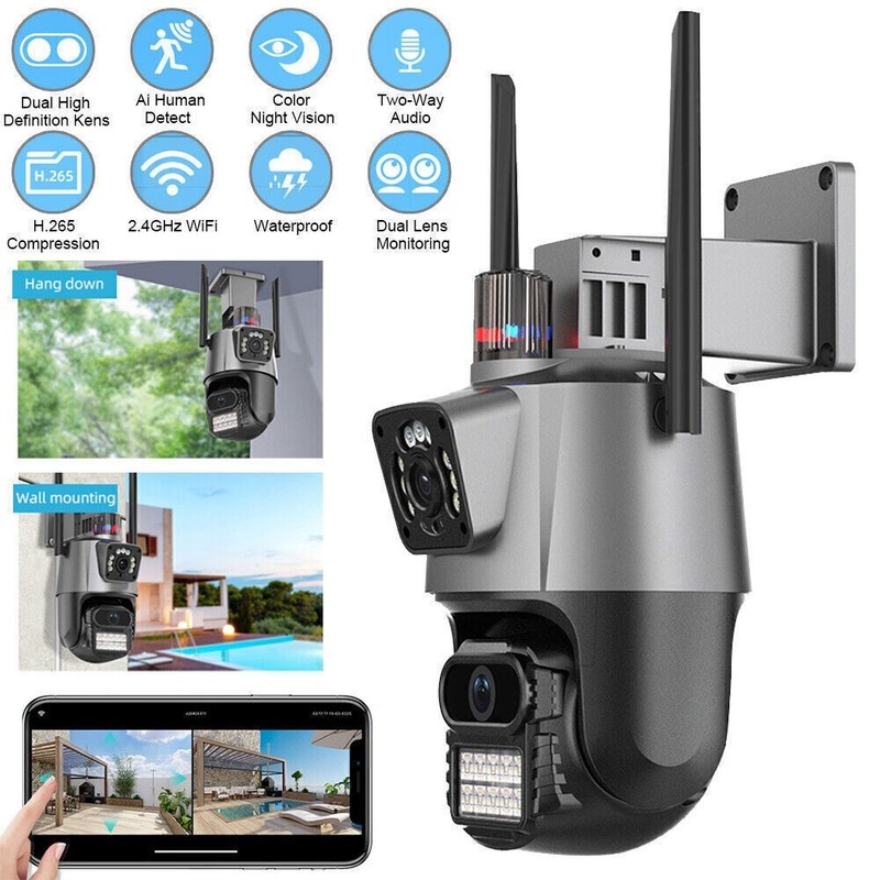 8MP 4K WiFi Security Camera: Dual Lens, 1-8X Zoom Outdoor PTZ Home Cam* US STOCK gallery