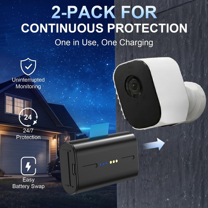 Rechargeable 8000mAh Batteries for Outdoor Security Camera, 2-Pack with USB-C Ca gallery