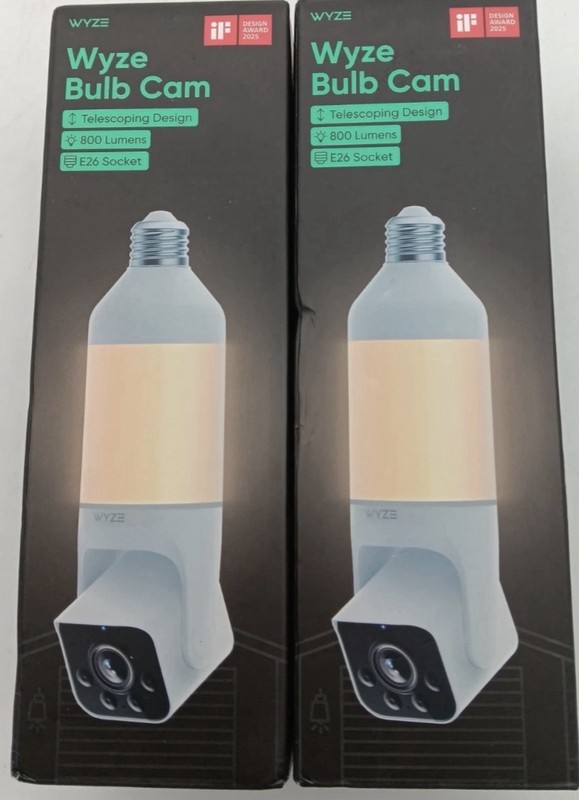 WYZE Bulb Cam 2K Smart Security Camera E26 Socket 800 Lumens LOT X 2