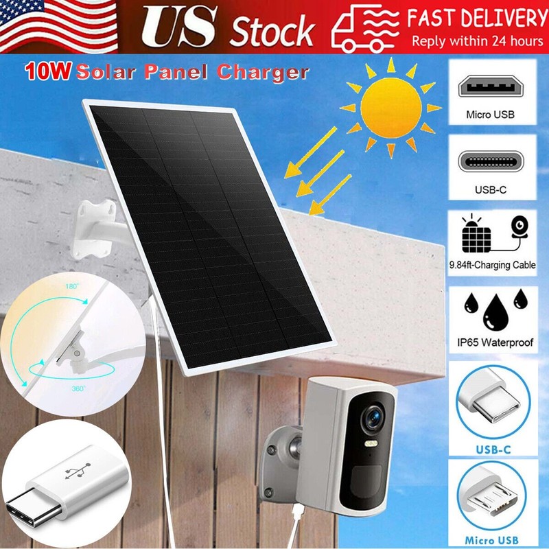 10W Waterproof Solar Panels For Wireless Security Camera Micro USB Type-C Eufy