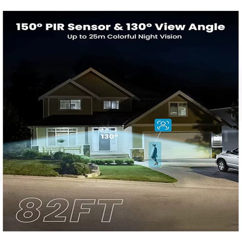 2K Wired Floodlight Security Camera, Outdoor with Motion Sensor Cam,Color Night gallery