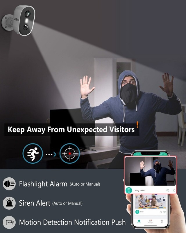2K Wireless Security Camera, Waterproof 2.4Ghz Wi-Fi Night Vision 2 Way Audio gallery