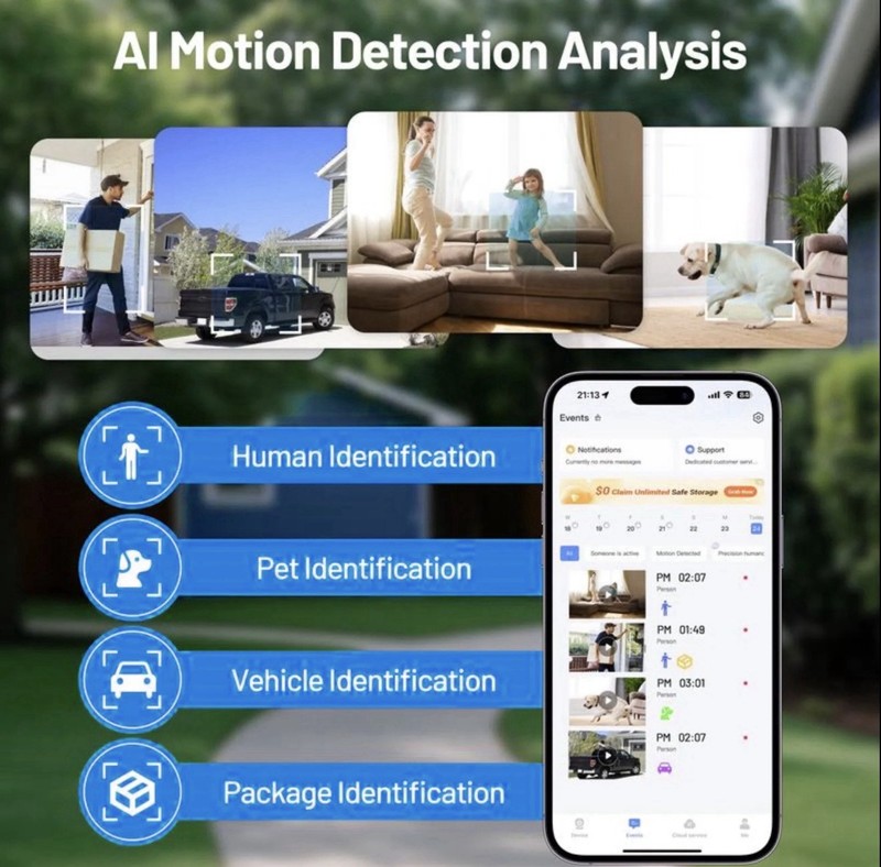 2K HD Window Security Camera WiFi Indoor Cam Motion Detection Two-Way Audio gallery