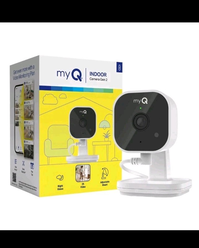 SEALED myQ Indoor Plug-in Security Camera Gen 2 – 2K Smart Wi-Fi with Night