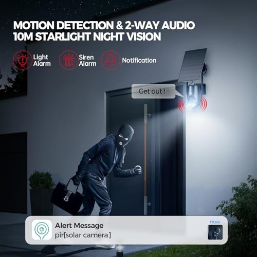 4G LTE Solar Security Camera - Wireless Outdoor, 2K Night Vision, 360° View, PIR gallery