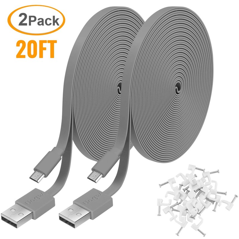 2 Pack 20FT Power Extension Cable Compatible with Wyze Cam Grey gallery