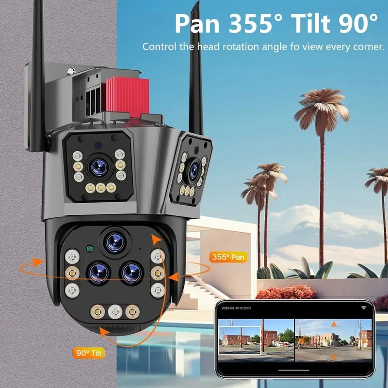 20MP Outdoor WiFi Camera Motion Tracking PTZ 3 Screen Security Protection Video gallery