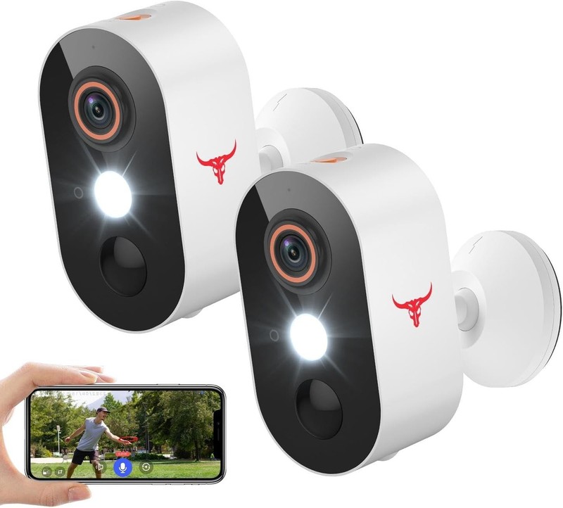 2 Pack Wireless Security Camera System Smart Night Vision Outdoor WiFi Cameras gallery