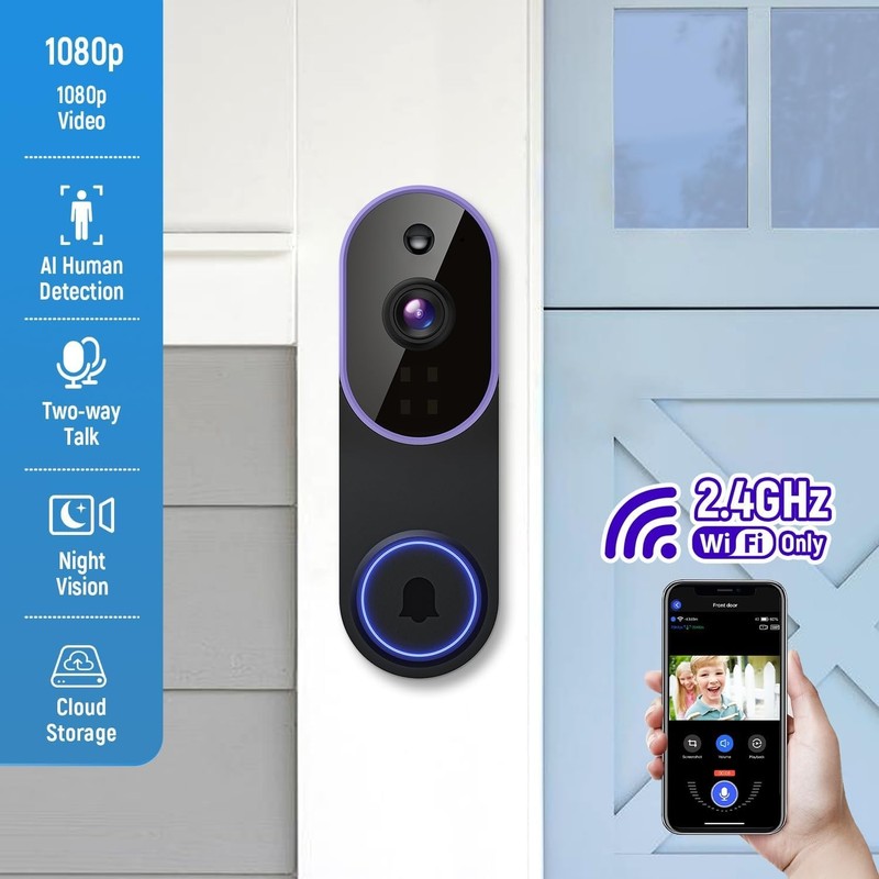 Camera Timbre De Puerta HD Wifi Inalambrico Con Camara Audio Y Video Para Casa gallery