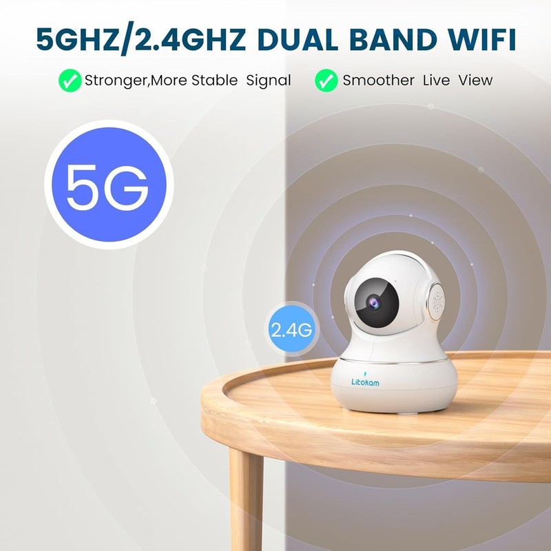 360-Degree Pan/Tilt Indoor Camera with Cry Detection & Alexa Compatibility gallery