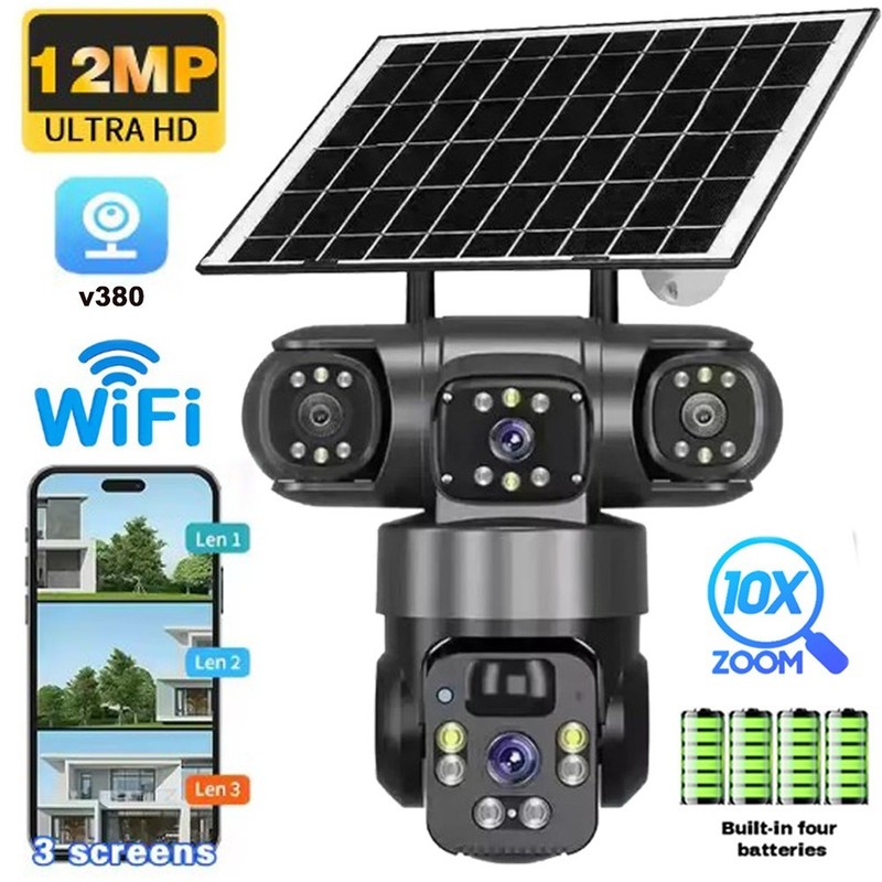 Solar Battery Powered Wireless WiFi Home Security Camera System Outdoor Pan/Tilt
