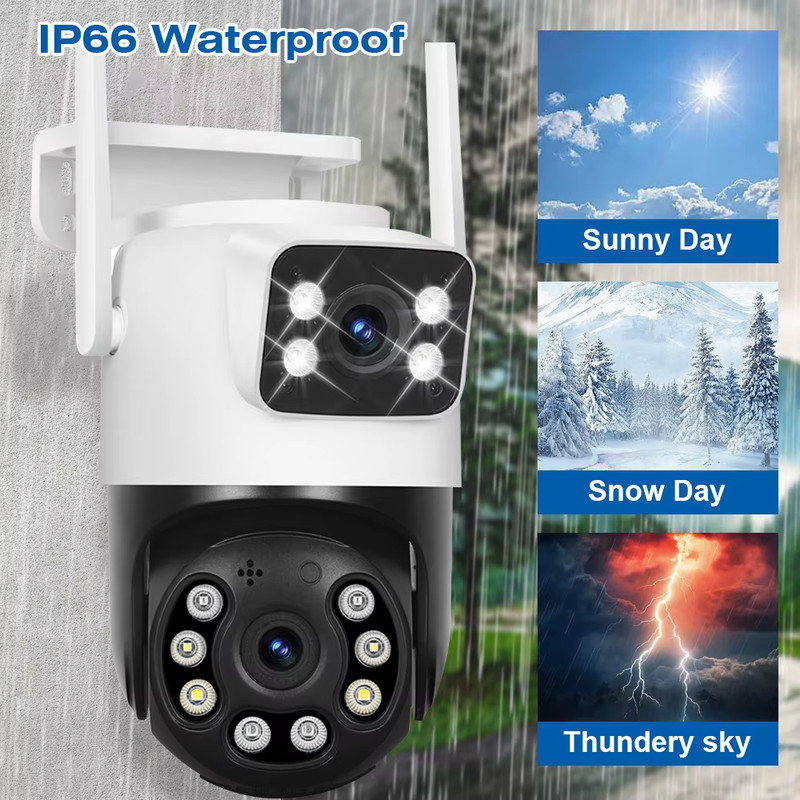 Dual Lens Wifi Camera Outdoor 4K 8MP PTZ Night Vision Dual Screen Human Detectio gallery
