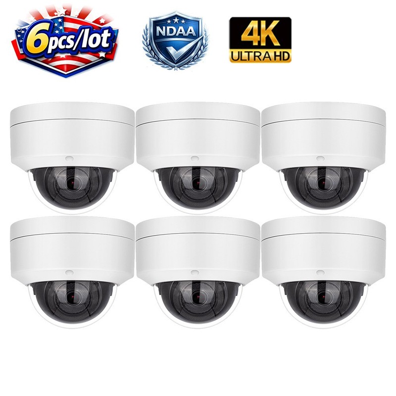 6pcs Vikylin 4k 8MP Security Dome IP Camera PoE MIC IR 30m CCTV NDAA compliant