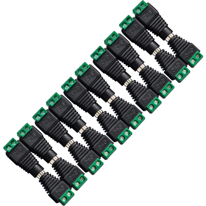 DAYKIT 10 Pairs 12V Male+Female 2.1x5.5MM DC Power Jack Plug 2.1x5.5MM, Black gallery