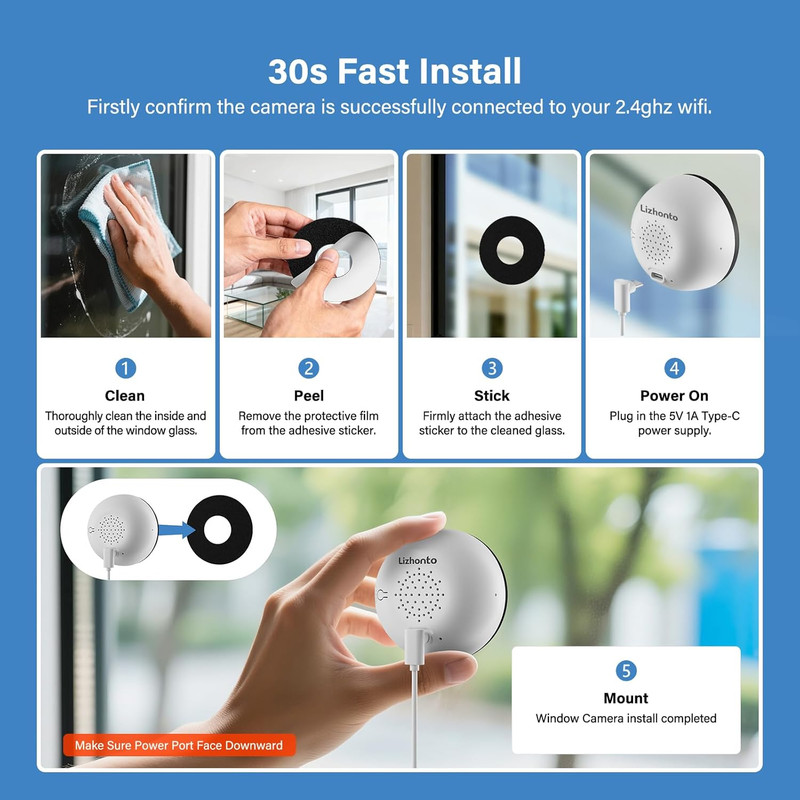 4MP 2.5K Window Camera, 2.4GHz WiFi Indoor Camera for Home Security with Color N gallery
