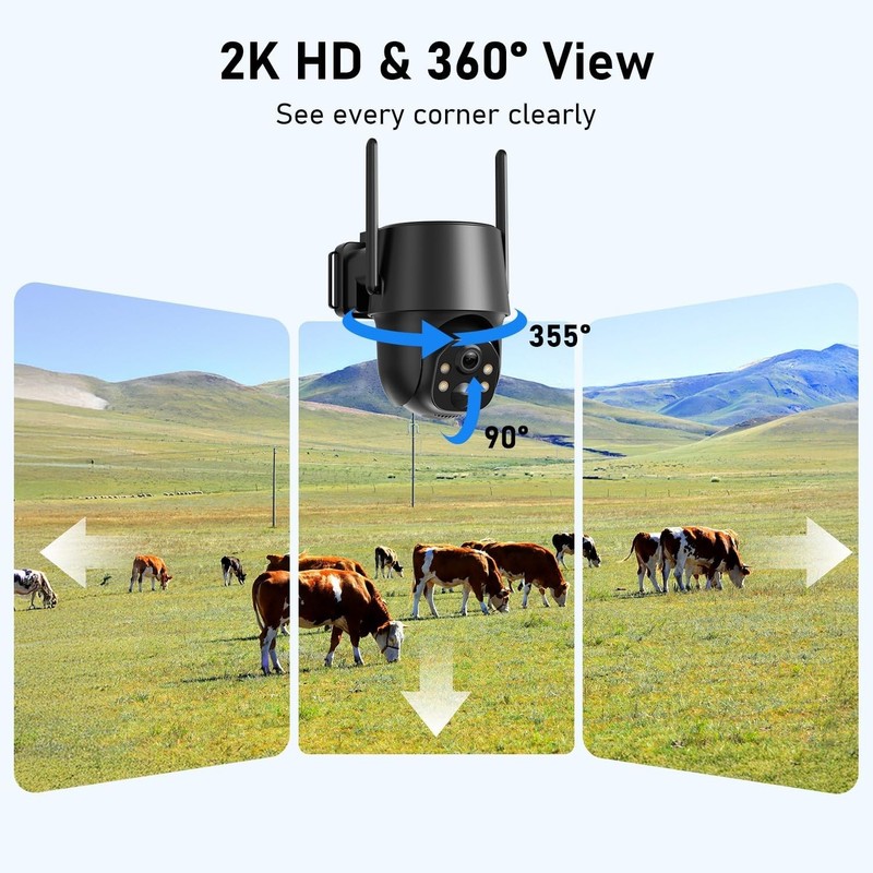 4G LTE Solar Security Camera, 2K Resolution, 360° View, gallery
