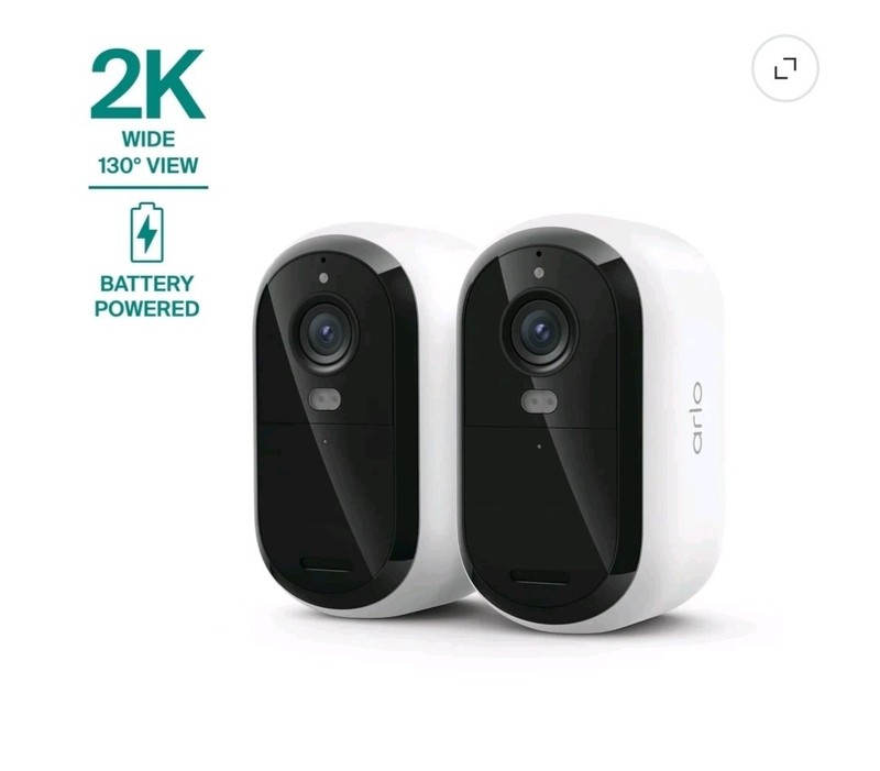(2-Pack) Arlo Outdoor 2K Security Camera Essential 3rd Gen – Battery Powered