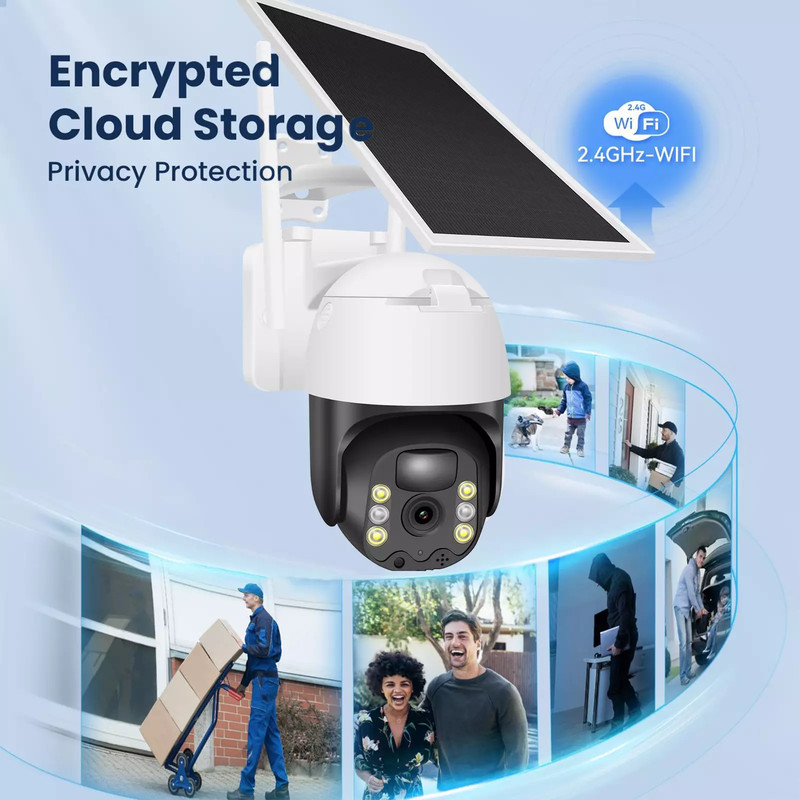 Wireless WiFi Home Security Pan/Tilt Camera System Outdoor Solar Battery Powered gallery