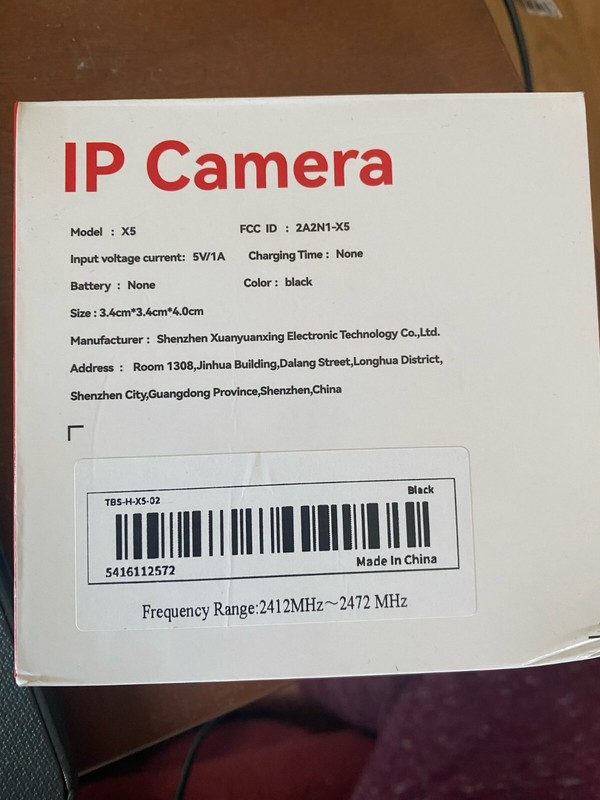 IP Camera Shenzhen Electronic Company **Model :x5 ** Input Voltage 5v/1A gallery