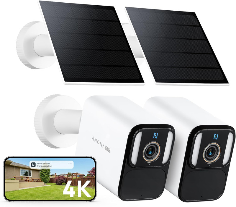 4K Solar Security Cameras Wireless Outdoor, Forever Power with Solar Panel, 8MP