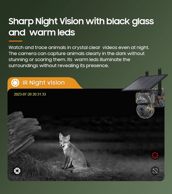INQMEGA 5MP 4G Solar Security Camera Night Vision Color Camera PIR Detection gallery