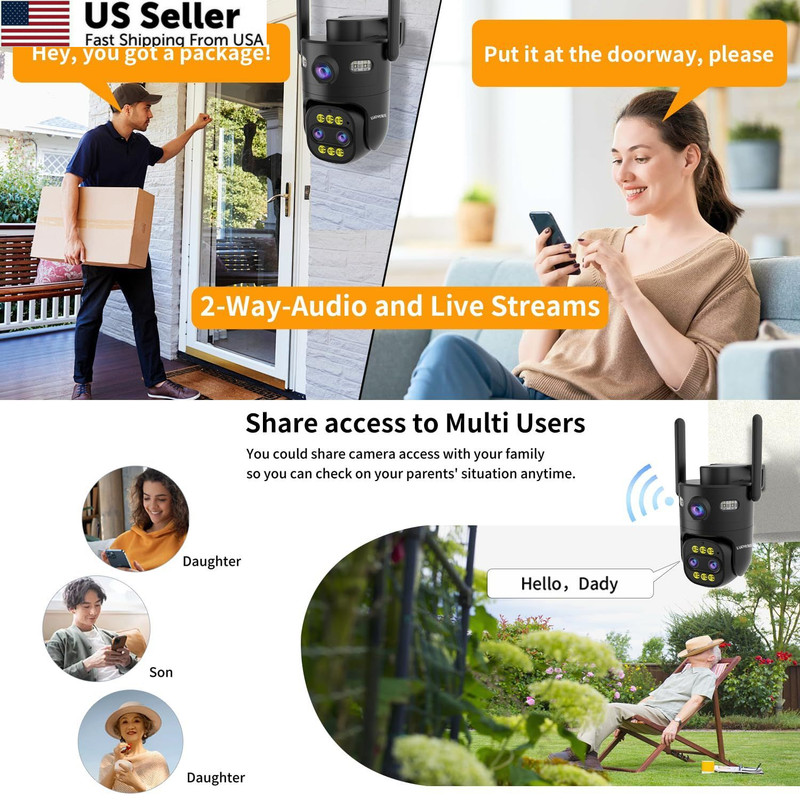 Triple-Lens Outdoor Security Camera Auto Zoom & Tracking,with 10X 1PACK gallery